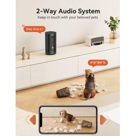 WOPET 300° Dog Camera with Treat Dispenser, [New 2024] 5G WiFi Pet Camera Treat Tossing for Cats and Dogs, 1080P HD with Night Vision, 2-Way Audio for Monitoring Your Pet on Phone app