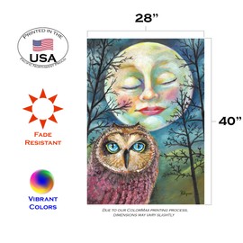 Toland Home Garden - Bandera de casa de doble cara de 28 x 40 pulgadas, bandera de otoño de búho iluminado por la luna para decoración de patio al aire última intervensión