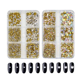 V Cut Rhinestone Set of 2 Clear Aurora Nail Stone Crystal Glitter Nail Parts Small Nail Art Jewelry Resin Decoration Parts 1.6mm 2mm 2.8mm 3mm 4.7mm