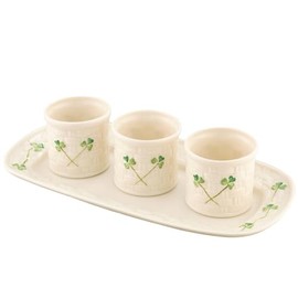 Belleek Shamrock Tapas Set - Fine Parian China Appetizer Serving Dishes