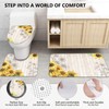Aprophic Bathroom Sets with Shower Curtain and Rugs -Flower Sunflower