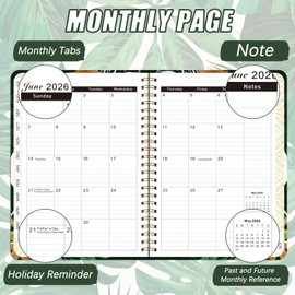 Daily Agenda 2025-2026 - Jul 2025 - Jun 2026 Monthly Weekly Academic Planner with Double Wire Spiral Bound, Hardcover Planner with Tabs for School Organizers Office Schedule 8.5"x6.2" Style E