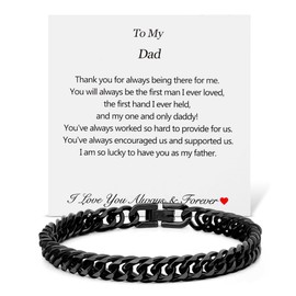 Aospkle Cuban Link Chain Bracelet for Men, Black Stainless Steel Chain 8MM Hip Hop Christmas Granduation Birthday Anniversary Birthday Jewelry for Dad 7inches