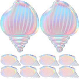 Alipis Sea Shell Paper Plates Party Plate Conch Shel Dinnerware Plate Scalloped Shaped Dinner Plate for BBQ Picnic Party, 24pcs