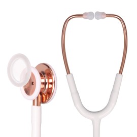 MaiWieel Dual Head Stethoscope for Medical Professionals,Double-Sided Stainless Chestpiece,Flexible Tubing & Soft Sealing Eartips,For Doctor,Nurse,Vet,Medical Student (White Gold)