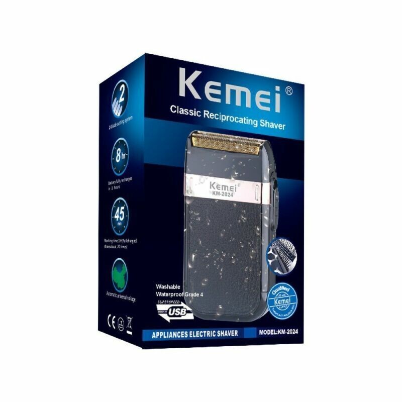 KEMEI Men Shaver Trimmer USB Razor Rechargeable Electric Shaving Twin