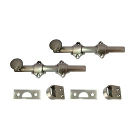 QCAA Solid Brass Dutch Door Bolt, 6", Brushed Satin Nickel, 2 Pack, Made in Taiwan