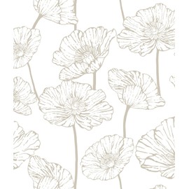 Orainege Modern Peel and Stick Wallpaper 17.3inx118.1in Beige and White Floral Wallpaper Boho Contact Paper Removable Decorative Wall Paper for Bedroom Bathroom Cabinets Decor Vinyl