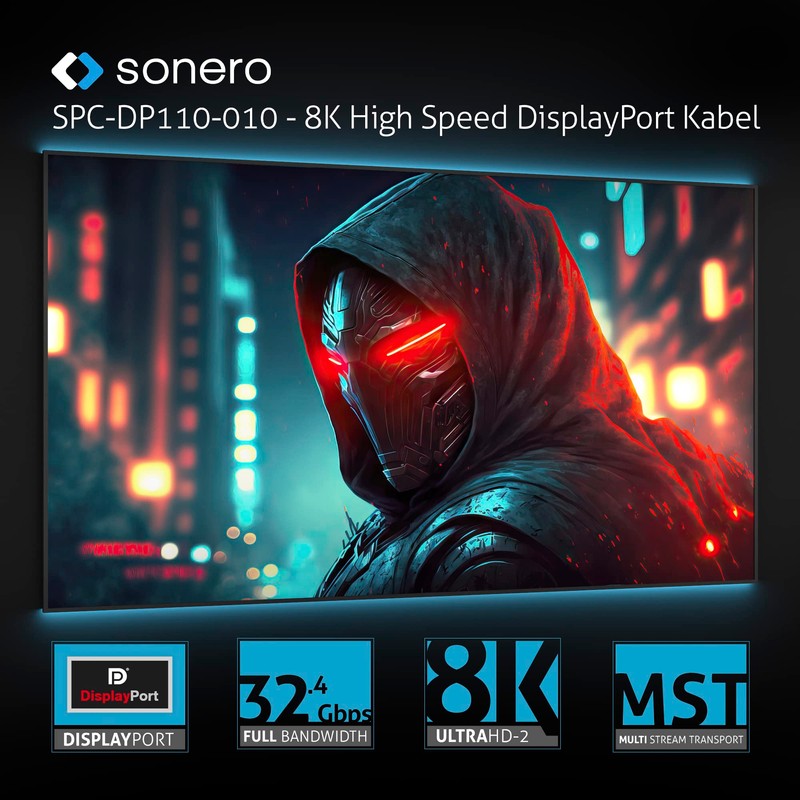 Sonero® 8K DisplayPort-Kabel 1.4, DisplayPort Stecker auf DisplayPort Stecker, 8K