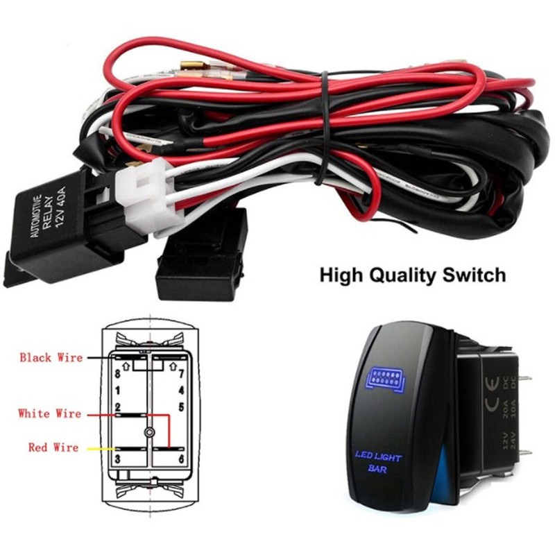 40A 12V LED Spotlights Wiring Harness 1-to-2 IP67 Waterproof for