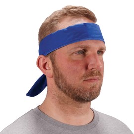 Ergodyne - 12399 Chill-Its 6702 Cooling Bandana, Evaporative Polymer Embedded Material for Cooling Relief Solid Blue, One Size