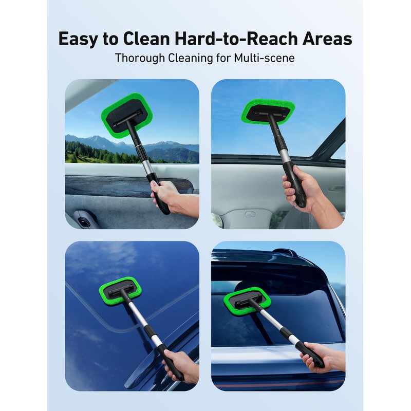 AstroAI Windshield Cleaner, Microfiber car Window Cleaner with 4 Reusable