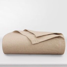 Tribeca Living All Seasons Luxury Cotton Blanket - Oversized, Yarn Dyed, Soft and Warm 100% Cotton Blanket - King, Heather Camel
