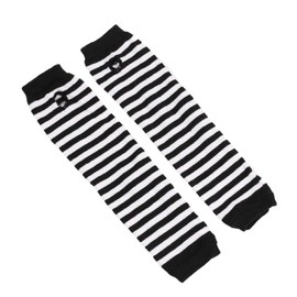 RK-HYTQWR Women Winter Cable Knitted Long Fingerless Gloves Striped Thumbhole Arm Warmers,Black And White Stripes Sleeve,Black And White Stripes