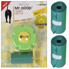 Hochste Dog Pet Puppy Poo Poop Waste Bag Dispenser Holder with 2 Free Rolls Green One Size