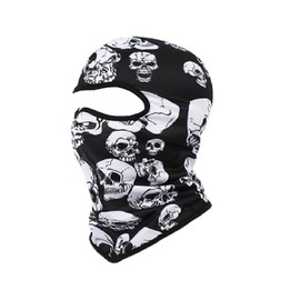 Black White Stacked Gothic Skulls Balaclava Hood Tactical Hunting Face Mask Military Tactical Helmet Liner (One Item Shown Two Ways)