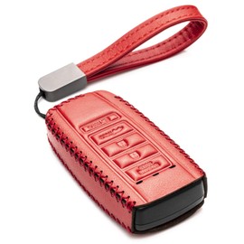 Vitodeco Leather Smar Key Fob Case Compatible with Acura RDX, MDX, ILX 2016 - 2021, Acura TLX 2016 - 2025, Acura Integra 2023 (5-Button, Red)