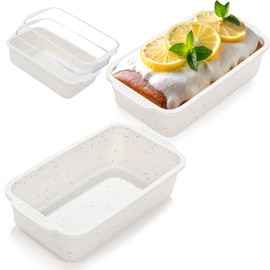 SJ Silicone Bread Loaf Pan with Metal Reinforced Frame, 9.5 x 5 in Non-stick Silicone 1 lb Loaf Pan for Baking, 2 Pack Durable Bread Pan for Oven Dishwasher Safe - Cream