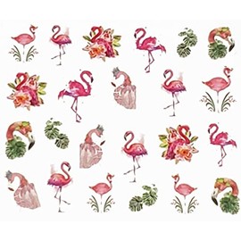 Full Set Pink Flamingo Nail Wrap Decals Sticker Salon Quality Nail Art - 1 Sheet