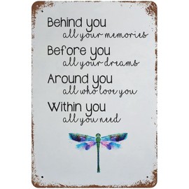 YYN Inspirational Dragonfly Printable Quote Metal Tin Sign Wall Decor Funny Fashion Garage Tin Sign Wall Plaque Poster for Home Decor for Bars Restaurants 8x12 inch