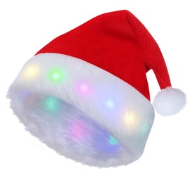 Santa Hat, Red, Christmas Hat, Adults, Plush Santa Hat, Santa Santa Hat, Cuddly Soft Plush Christmas Hats for New Year, Festive Christmas Party (A)