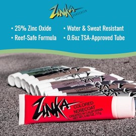 Zinka - Protector solar de óxido de zinc de color – Fórmula de zinc alta para nariz y cara, resistente al agua y al sudor, rojo