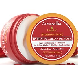 Arvazallia Hydrating Argan Oil Hair Mask and Deep Conditioner for Dry or Damaged Hair (8.45 oz Jar)