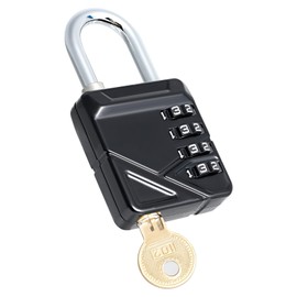 Romon Combination Lock, 4 Digit Combination Lock, Padlock, Lock with Combination Code, Waterproof and Not Easy to Rust, Combination Key Double Opened Padlock - Black