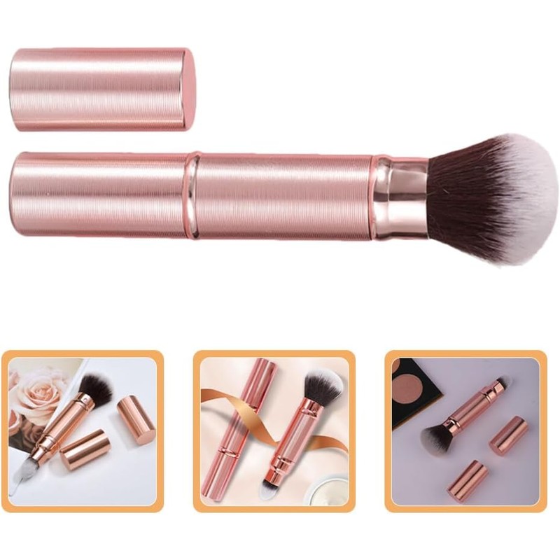 Brocha De Maquillaje Doble Cabezal Retráctil Para Corrector Y Base