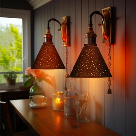 Pendant Light Shade, ALUCSET Trumpet Star Iron Lampshade Fitter 2.4 inch Height 7.4 Inch Bottom Diameter 5.7 Inch Fits Bedroom Lving Room and Bathroom for Chandelier Shades Wall Sconces Series 2 Packs