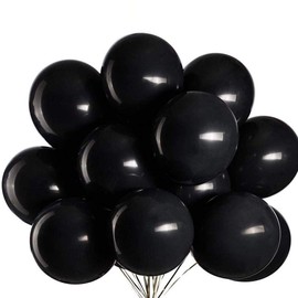 12 inch Black Balloons Quality Latex Balloons Helium Balloons Party Decorations Supplies Pack of 50,3.2g/pcs