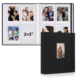 vivinin 2PCS Polaroid Photo Album, 2x3 Inch Pockets Mini Photo Album for 104 Pockets Hold 208 Pictures, Linen Hardcover Polaroid Album Book for Photos, Family Anniversaries, Baby Vacations (Black)