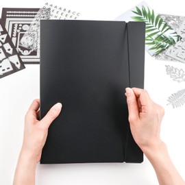 20 Pages / 80 Pockets Stamps and Dies Storage Album Book Organizer Folder Plastic Large Sticker Photo Storage Bags for Cutting Dies Stencil Stamp Crafts DIY Scrapbooking 7x5.1inch/Pocket (Black)