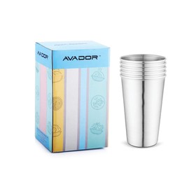 AVADOR Kids | Toddler 18/8 Stainless Steel Products for Kids Dining | Camping | Outdoor BPA Free Dishwasher Safe (Set of 5 Tumbler 16 oz)