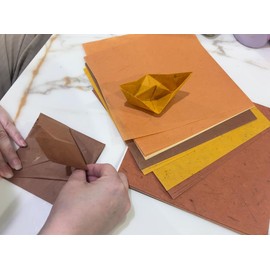 Natural Fiber Banana Bark 8 x 8 Inches 50 Sheets Mulberry Paper Sheets Square Origami Paper Arts Folding Craft, Writing Painting Square Folding Paper for DIY Crafts (Brown Tone, 8"x8")