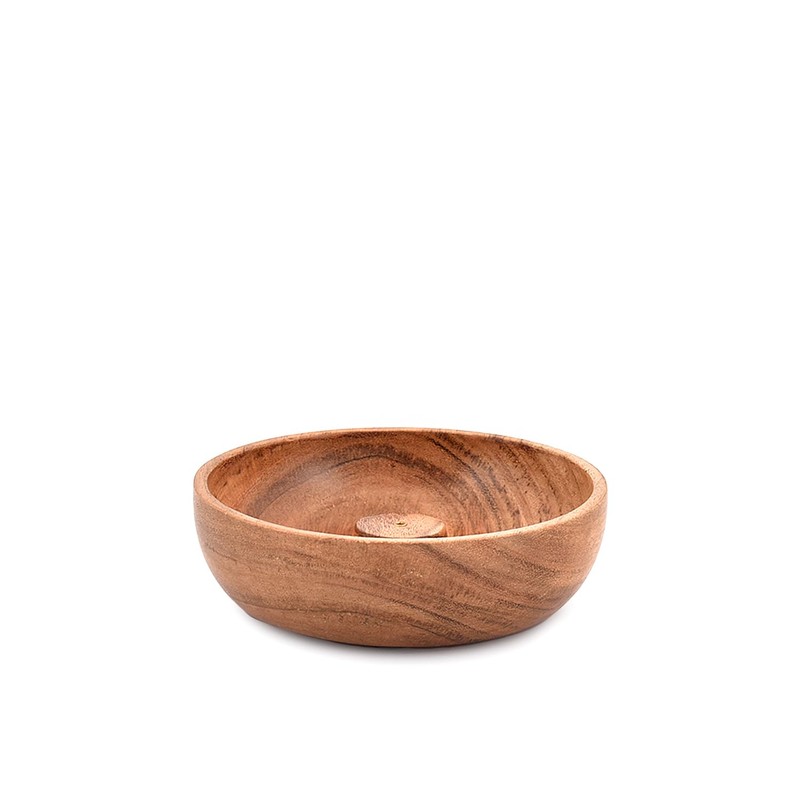 Samhita Acacia Wood Round Incense Stick Holder,Incense Burner, Ash Cather