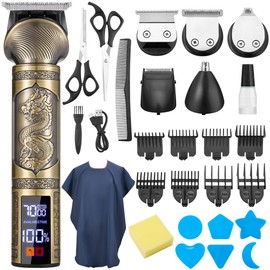 Lukovee Cortapelos para Hombre Profesional, 28 en 1 kit de Máquina de Afeitar Eléctrica de Hombres, Recortadora Barba Bigote Impermeable, Cortadora de Cabello Velocidad Ajustable, Uso en Húmedo/Seco