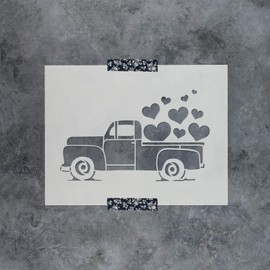 Valentines Truck Stencil - Reusable Stencils for Painting - Create DIY Valentines Truck Home Decor