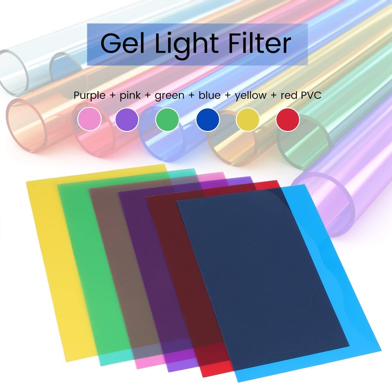 Pack of 6 Colour Films Gel, Transparent Coloured Film, Heat