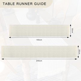 Fecialy Macrame Table Runner Farmhouse Boho Beige Table Runner with Tassel Woven Cotton Crochet Lace Table Runner for Bohemian Kitchen Dining Table,30x180cm