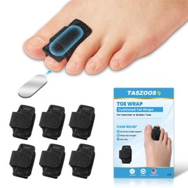 TASZOOS Hammer Toe Straightener Corrector for Women & Men - 6pcs(Black) - Adjustable Hammer Toe Straightener with Aluminum Plate, Toe Splints Wraps - Realign Bent, Curled, Crooked, Claw, Hammer Toes