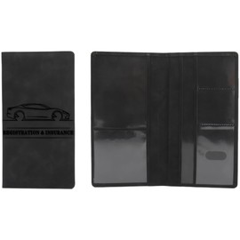 License Wallet Car Document Holder for Glove Box Organizer, Vehicle Registration Case with Insurance Card Organizer, Black PU Leather for Drivers