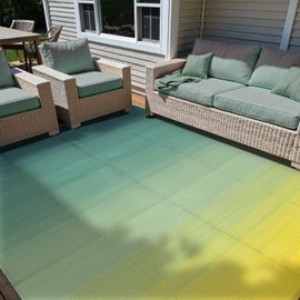 Anidaroel 8x10ft Ombre Outdoor Rug for Patios Clearance, Waterproof Camping Rug for Outside RV, Plastic Straw Outside Rugs, Large Outdoor Area Rug for Garden, Camper(Yellow&Green,8'x10')