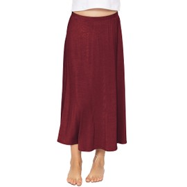 STRETCH IS COMFORT Youth Girls Flowy A-Line Skirt Knee Length and Ankle Length | Kids | Sizes 4-16, Burgundy, 6