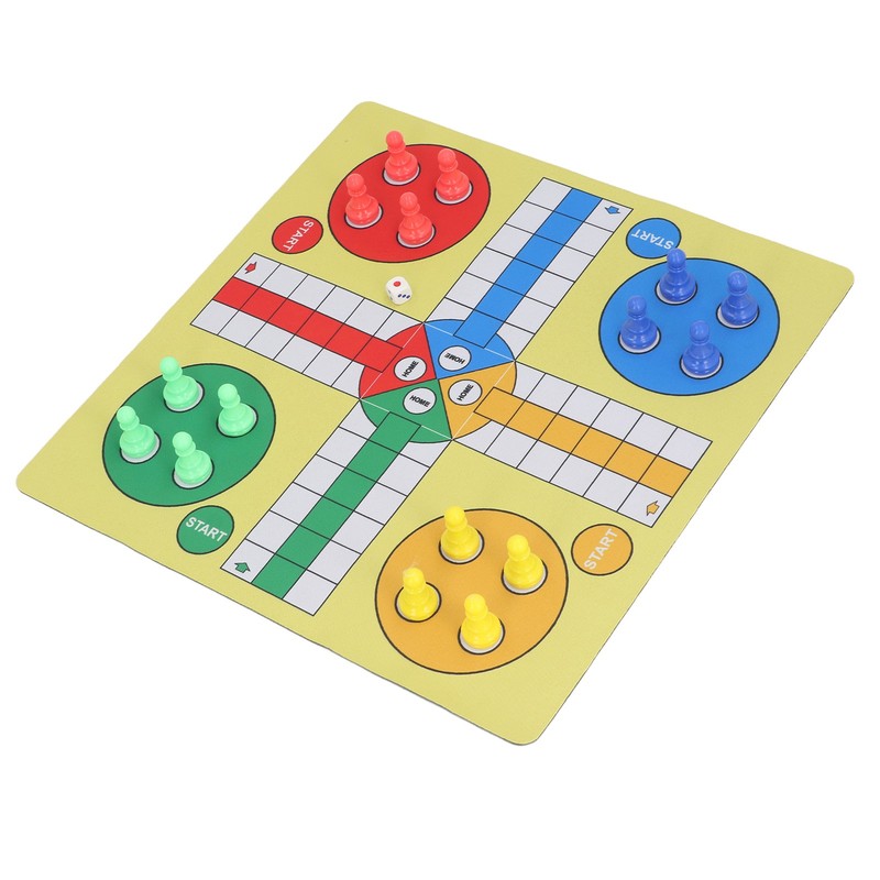 Ludo Chess Set Folding Roll Up Board Game Pad with
