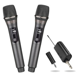 HUACAM Wireless Karaoke Microphone, 8-Hour Handheld Mic with Receiver & 3.5mm Adapter, Gray - for Singing, Parties, Home Music Entertainment