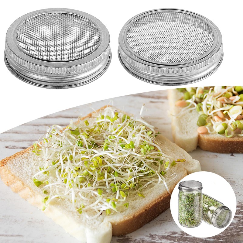 Germinator Jar Lids Mason Jar Sprout Lids 04 Stainless Steel