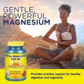 Nature's Life Marine Magnesium 500mg | Healthy Digestion & Regularity Formula with Magnesium Hydroxide from Northern Sea Waters | 100 Vegetarian Caps