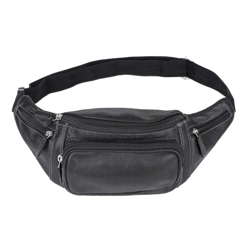 Buffalo Belt bag LEAS, Genuine Leather, black - ''LEAS Travel-Line''