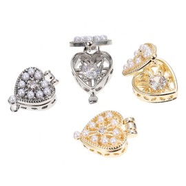 BIUDECO 4Pcs Heart Box Nail Art Studs Love Shape Nail Decoration Decals for DIY Manicure Easy Application for Unique for All Occasions and Beginners